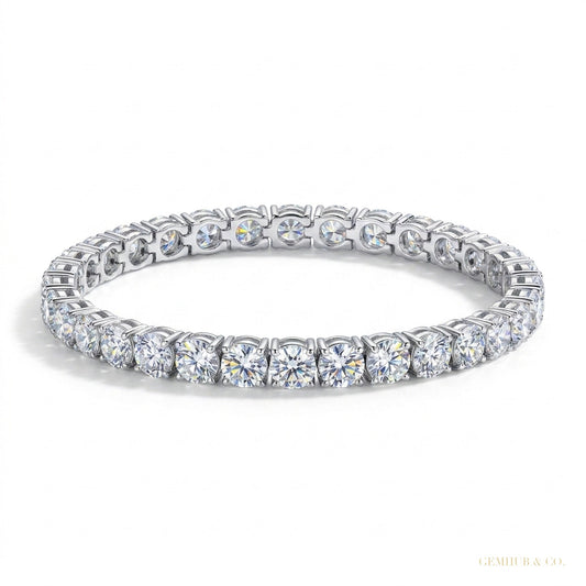 Certified 4.95Ct Round Natural Diamond Exquisite Tennis Bracelet 14k Gold GH/VS – white background main image