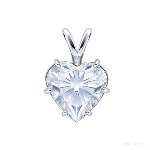 10 ct White Heart Moissanite Pendant – white background