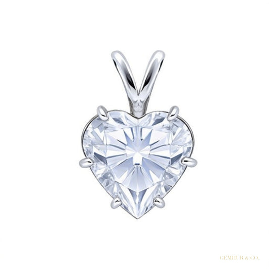 10 ct White Heart Moissanite Pendant – white background