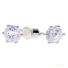 White Moissanite 10 ct DEW Round Cut Certified Earrings In Gold Vermeil – white background main image
