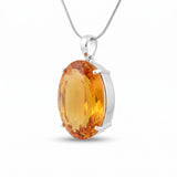 GEMHUB Yellow Citrine Oval 105 Ct lab-grown gemstone pendant side view (AI render)