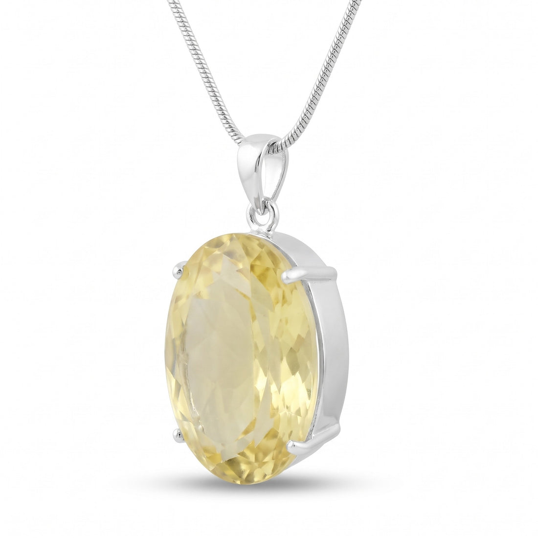 GEMHUB Yellow Citrine Oval 120 Ct lab-grown gemstone pendant side view (AI render)
