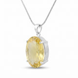 GEMHUB Yellow Citrine Oval 75 Ct lab-grown gemstone pendant side view (AI render)