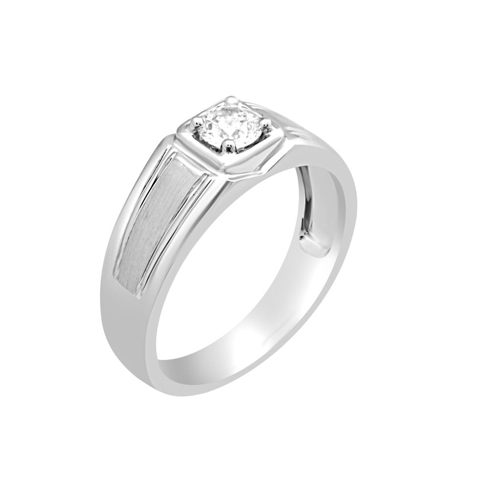 Stylish Platinum Solitaire Men's Ring - 950Pt Platinum - GEMHUB