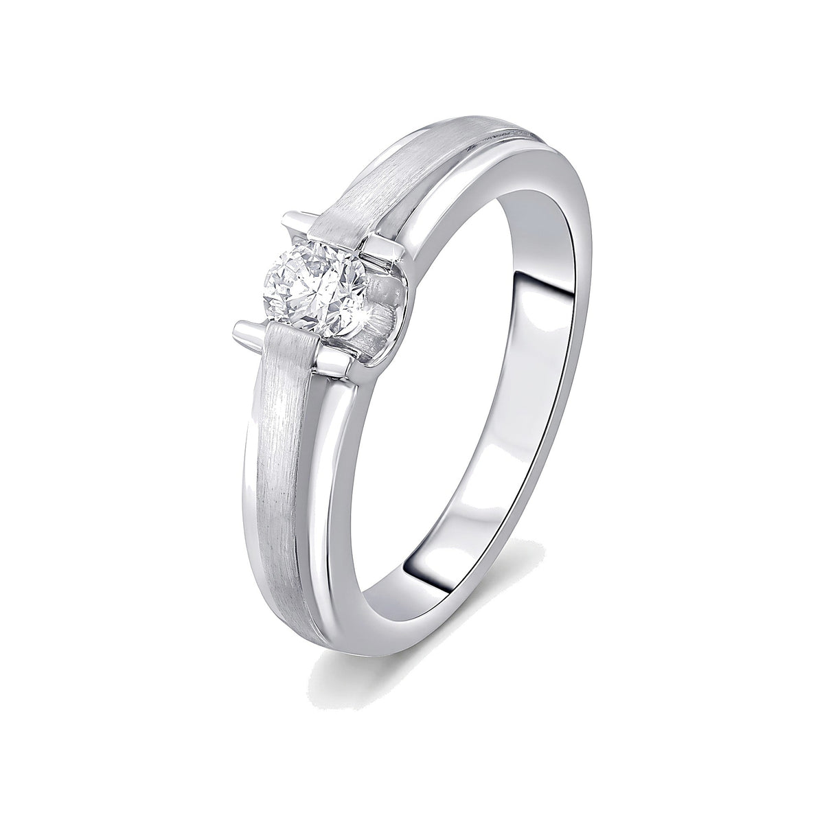 Glossy Platinum Solitaire Diamond Ring - 950Pt Platinum - GEMHUB