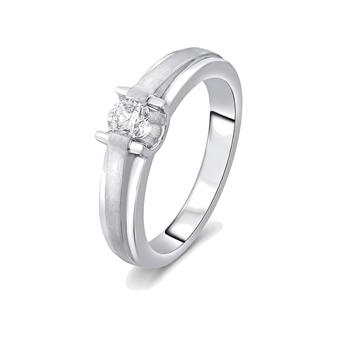 Glossy Platinum Solitaire Diamond Ring - 950Pt Platinum - GEMHUB