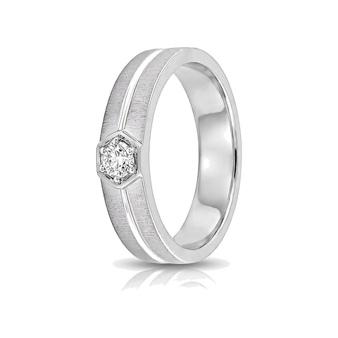 Sleek Platinum Diamond Ring - 950Pt Platinum - GEMHUB