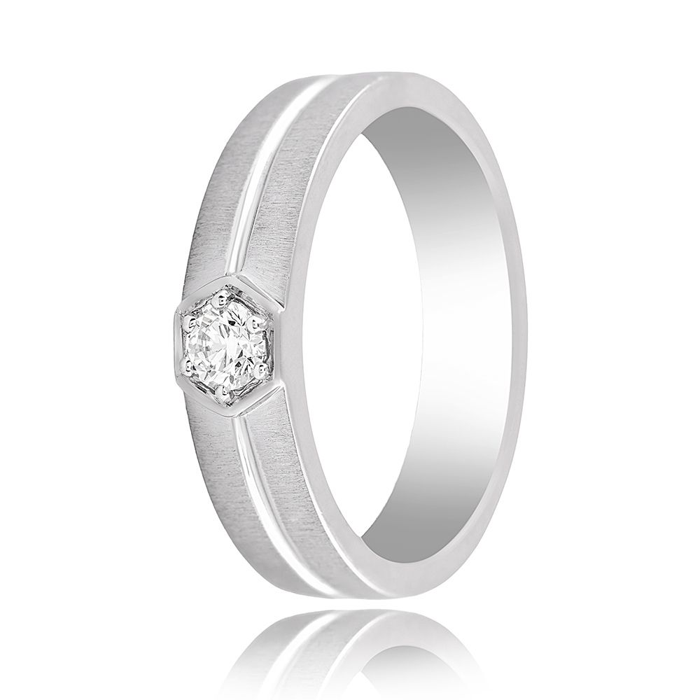 Sleek Platinum Diamond Ring - 950Pt Platinum - GEMHUB